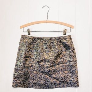 J.Crew Collection Navy Metallic Gold Floral Skirt